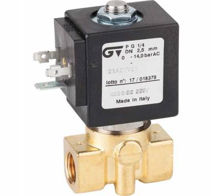 Electroventil 2/2 cu actionare directa, NC, filet G 1/8&QUOT;, bobina certificata 220/230V AC - 50/60 Hz